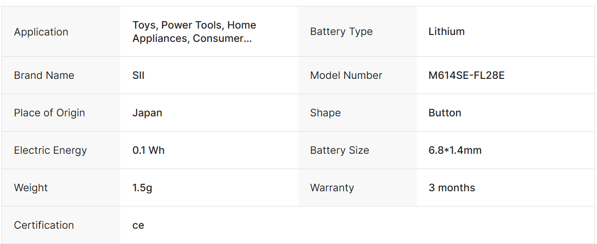 ML614 SANYO 3V Lithium Rechargeable Button Cell Battery for Home Appliances Toys Remote Control Consumer Electronics ML614
