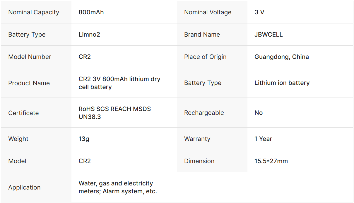 3V LiMnO2 CR2 CR15H270 Lithium Battery 2CR1/3N CR123A Battery