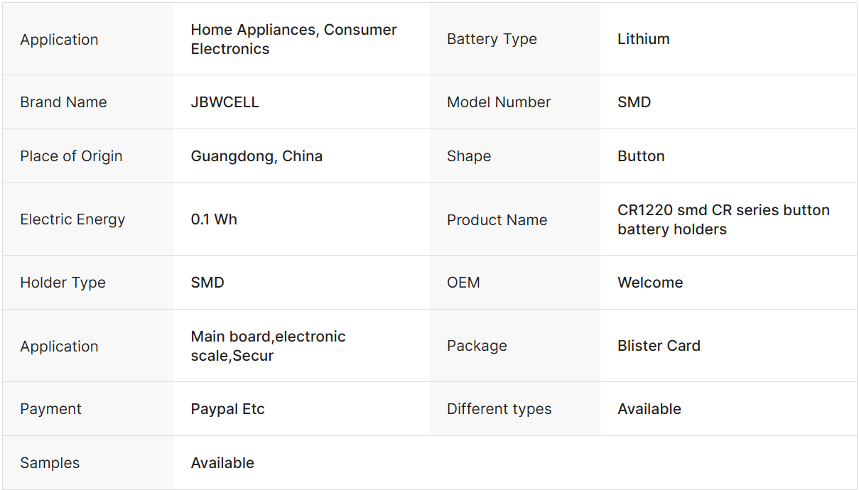 CR1220 series button battery holders
