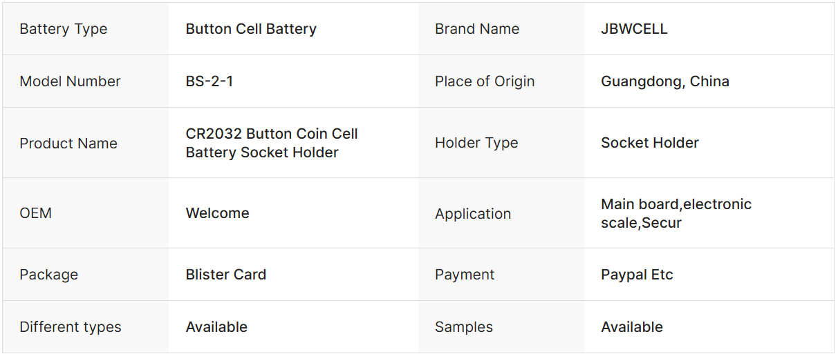 cr2032 battery holder with tips