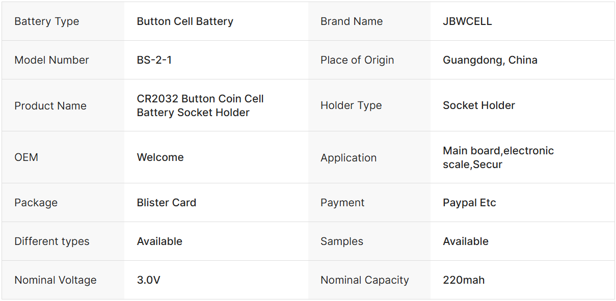 Cr2032 Battery Holder with Tips Coin Cell Cases