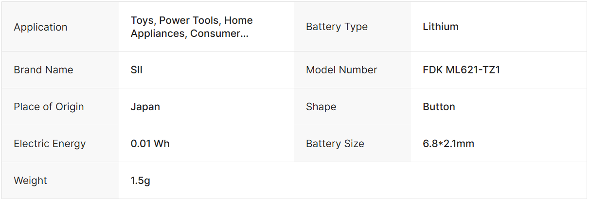 FDK ML621 3V Lithium Rechargeable Button Cell Battery Japan Home Appliances Power Tools Remote Control Consumer Electronics Toys