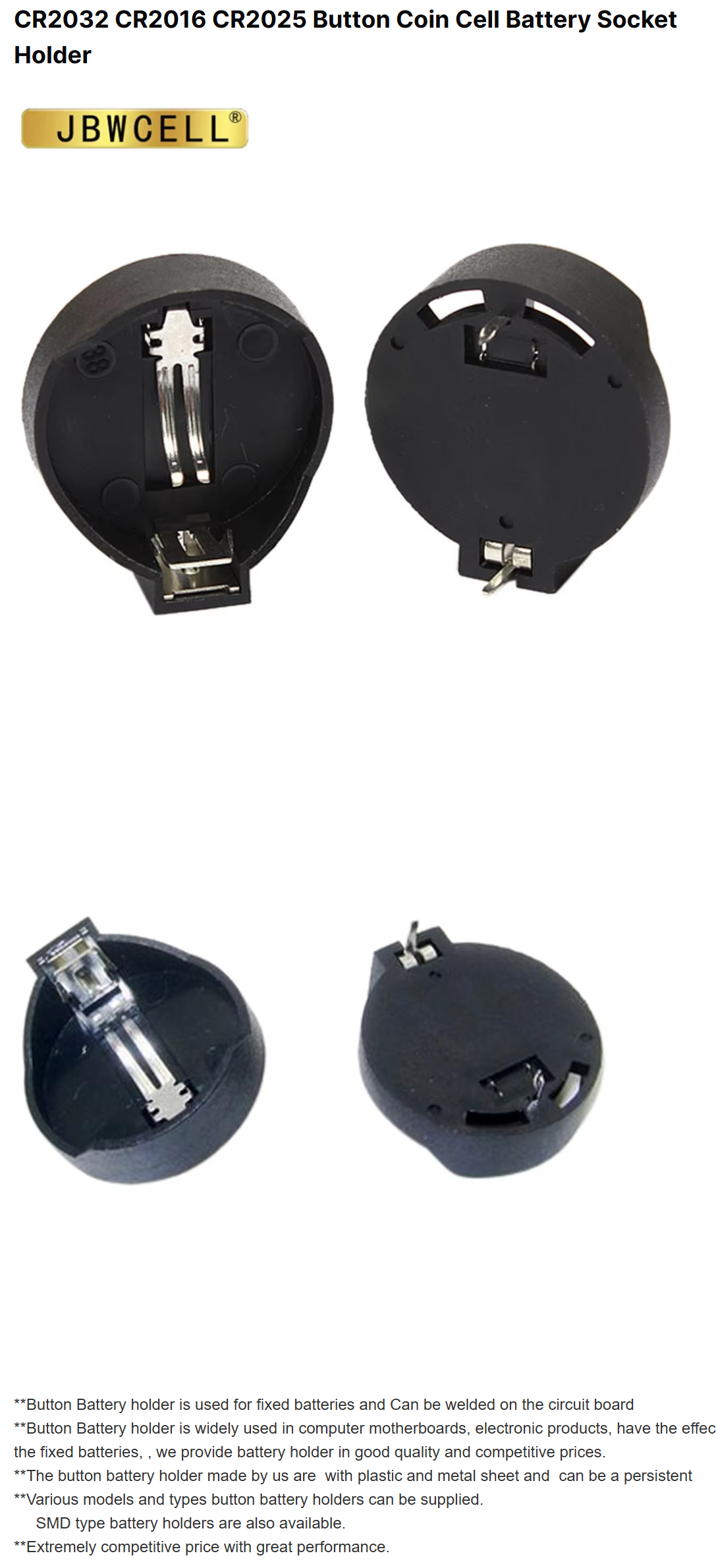 cr2032 battery holder with tips