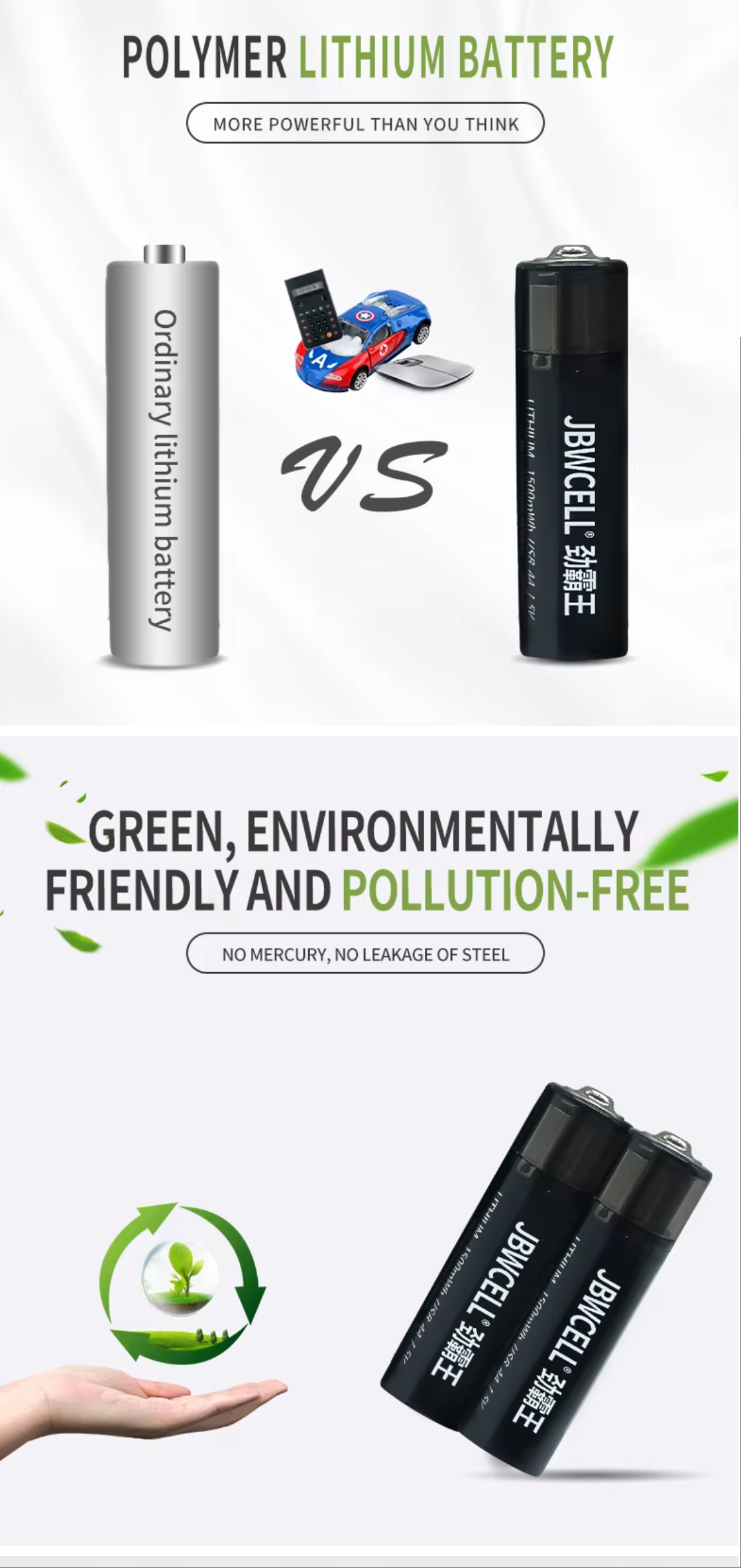 Hot Selling JBWCELL USB Rechargeable Batteries 1.5v Rechargeable Lithium Ion AA Battery Lithium Rechargeable Batteries